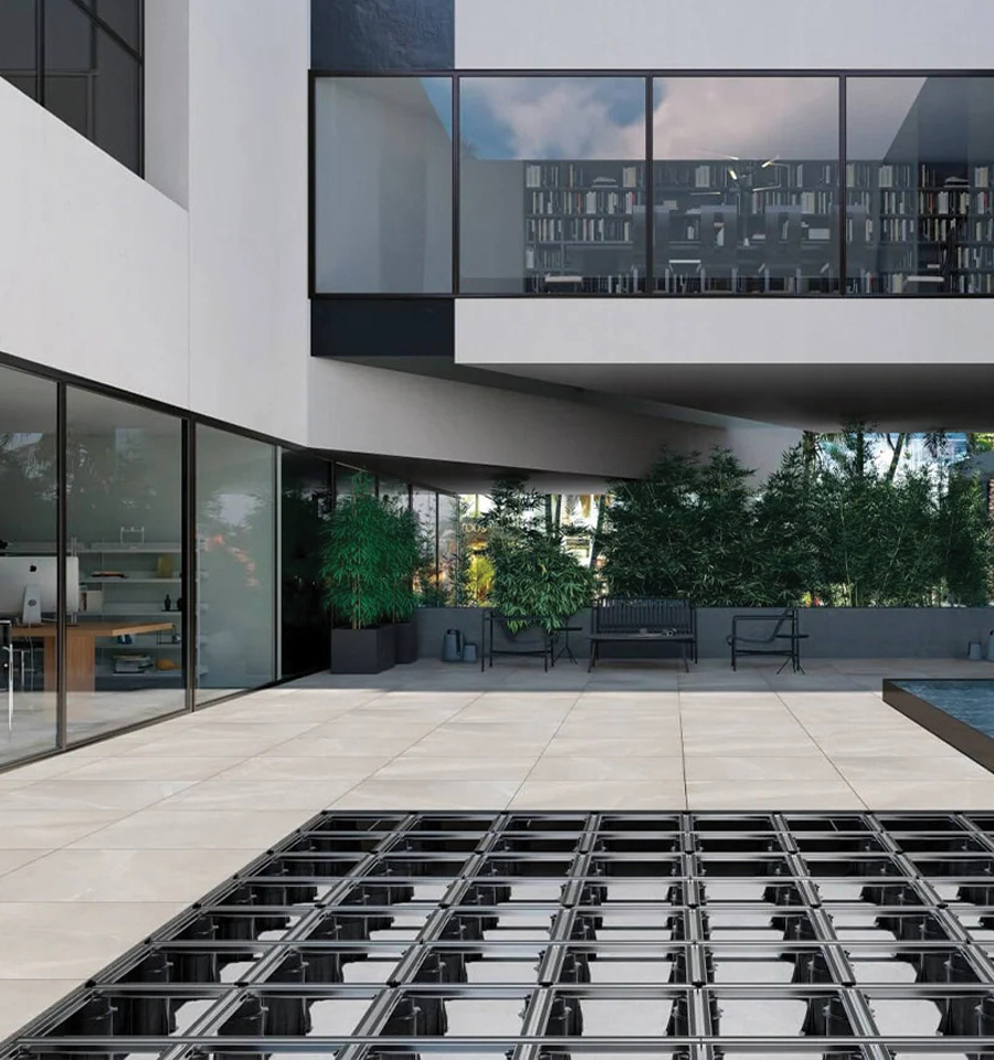 Terrasse carrelée sur plots